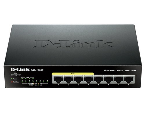 D-LINK DGS-1008P 8-Port Gigabit PoE Unmanaged Desktop Switch