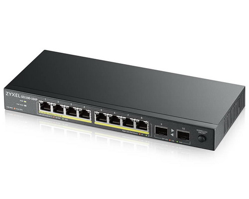 [GS1100-10HP] ZyXEL 8-port GbE Unmanaged PoE Switch with GbE Uplink