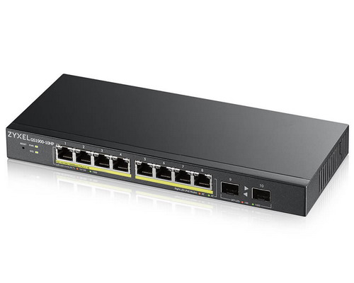 [GS1900-10HP] Zyxel 8-port GbE Smart Managed PoE Switch with GbE Uplink