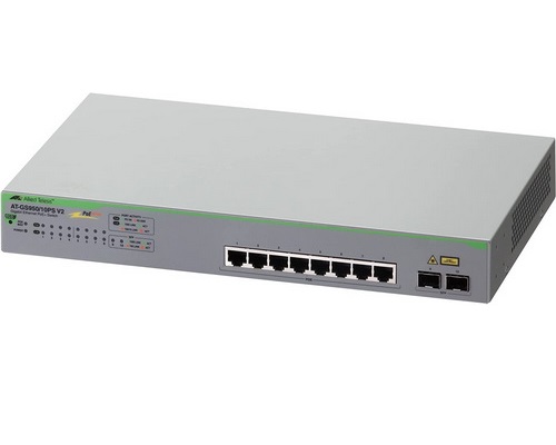 [AT-GS950/10PS-V2-10] Allied Telesis 8 Gigabit + 2 SFP PoE+ WebSmart Edge Switch