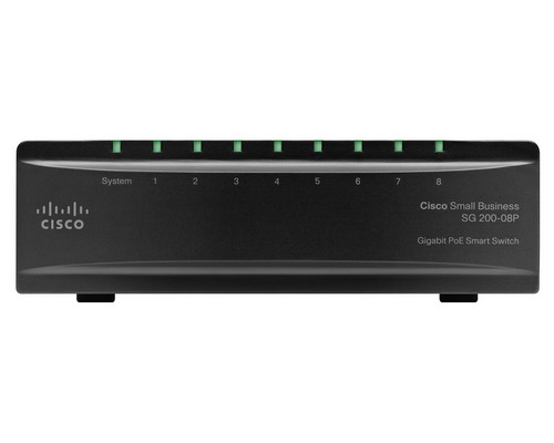 Cisco SG200-08P (SLM2008PT-EU) 8-Port 10/100/1000 Gigabit PoE Smart Switch