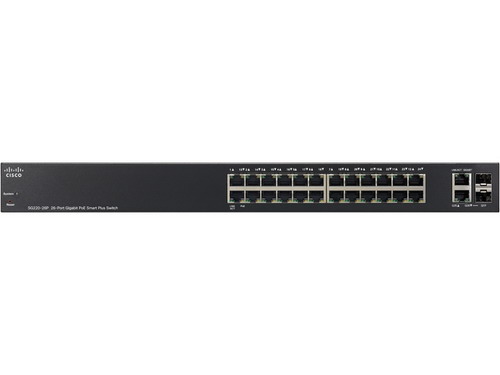 Cisco SG220-26P-K9-EU 24 10/100/1000 PoE ports with 180 W power / 2 Gigabit RJ45/SFP combo port