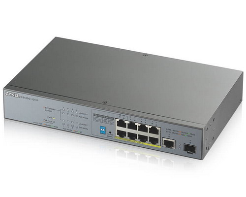 [GS1300-10HP] Zyxel 8-port GbE Unmanaged PoE Switch with GbE Uplink